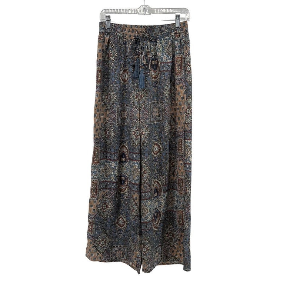 T Tahari Metallic Patchwork Wide Leg Palazzo Pants S Petite NWT